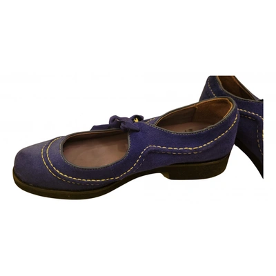 Pre-owned Anna Sui Cloth Ballet Flats In Purple