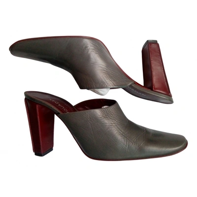 Pre-owned Charles Jourdan Leather Mules & Clogs In Grey