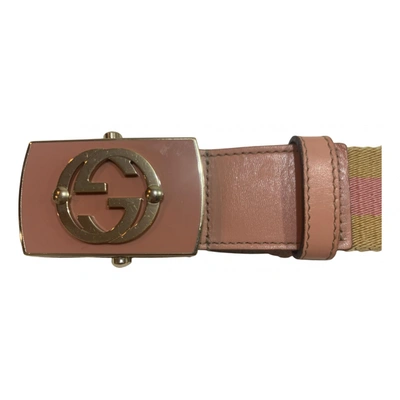 Pre-owned Gucci Interlocking Buckle Leather Belt In Pink