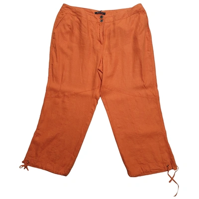 Pre-owned Elena Miro' Linen Trousers In Orange