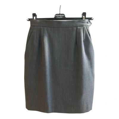 Pre-owned Saint Laurent Wool Mini Skirt In Grey