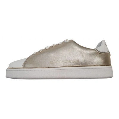 Pre-owned Emporio Armani Vegan Leather Trainers In Gold