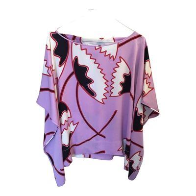 Pre-owned Diane Von Furstenberg Silk Top In Purple