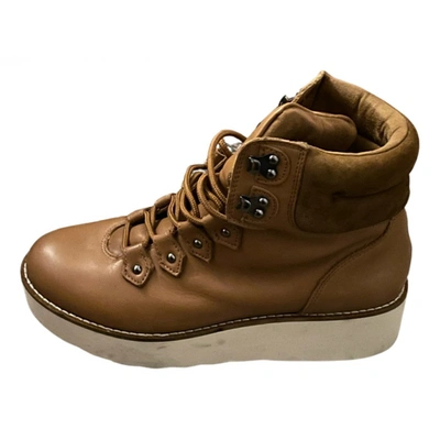 Pre-owned Aldo Leather Trainers In Brown