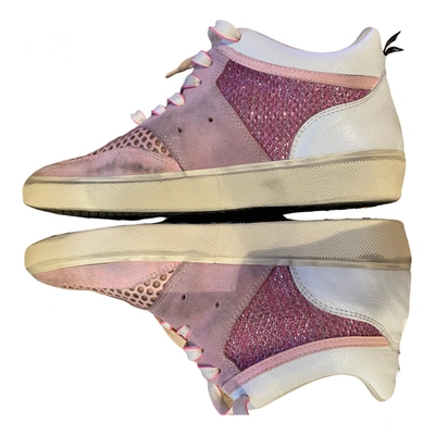 Pre-owned Leather Crown Trainers In Pink