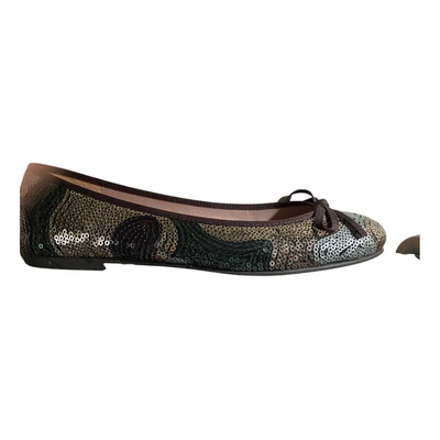 Pre-owned Pretty Ballerinas Glitter Ballet Flats In Brown