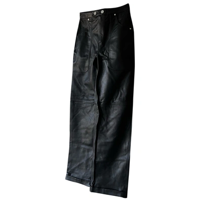 Pre-owned Grlfrnd Leather Trousers In Black