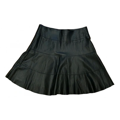 Pre-owned Paule Ka Leather Mini Skirt In Black