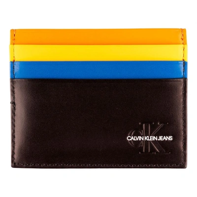 Pre-owned Calvin Klein Jeans Est.1978 Leather Card Wallet In Multicolour