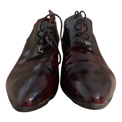 Pre-owned Costume National Patent Leather Lace Ups In Burgundy