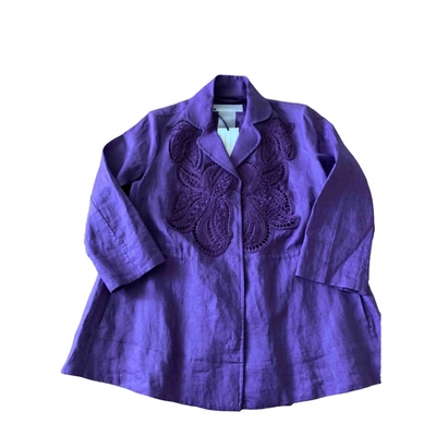 Pre-owned Ermanno Scervino Linen Short Vest In Purple
