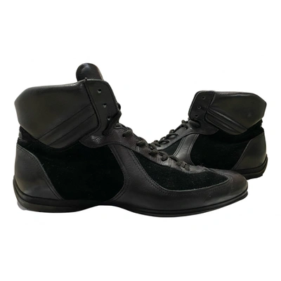 Pre-owned Santoni Leather High Trainers In Black