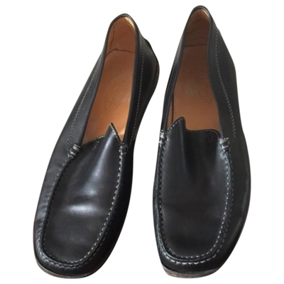 Pre-owned Tod's Gommino Leather Flats In Black