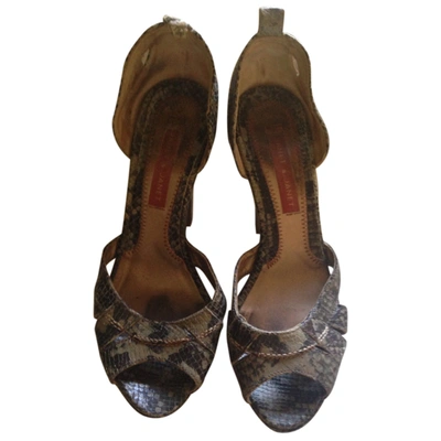 Pre-owned Janet & Janet Leather Sandals In Silver