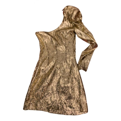 Pre-owned Dundas Glitter Mid-length Dress In Gold | ModeSens