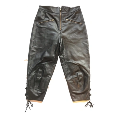 Pre-owned Chloé Leather Trousers In Black