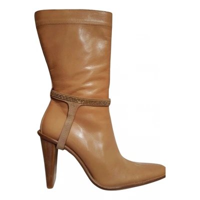 Pre-owned Pedro Garcia Leather Ankle Boots In Camel