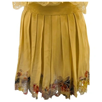 Pre-owned Catherine Malandrino Silk Skirt In Beige