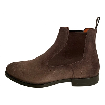 Pre-owned Santoni Boots In Brown