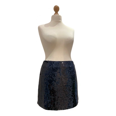Pre-owned Alice And Olivia Glitter Mini Skirt In Blue