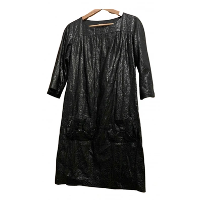 Pre-owned Cacharel Silk Mid-length Dress In Black