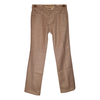 Pre-owned Jacob Cohen Wool Straight Pants In Beige