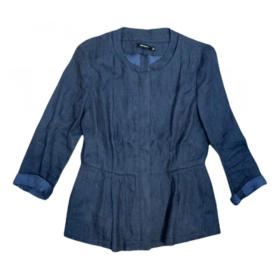 Pre-owned Max & Co Linen Short Vest In Blue