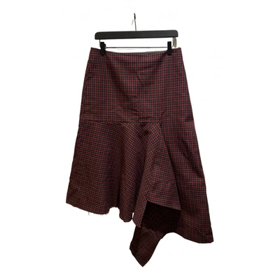 Pre-owned Balenciaga Wool Mid-length Skirt In Burgundy