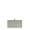 JIMMY CHOO CELESTE/S Champagne Glitter Fabric Clutch Bag with Cube Clasp