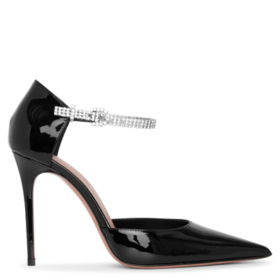 Amina Muaddi Ursina Embellished Patent Leather Pumps In Black