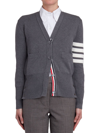 Thom Browne Four Bar Cardigan In Medium Grey