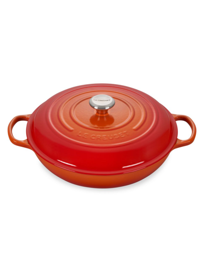 Le Creuset Signature 5-quart Enameled Cast Iron Braiser In Flame