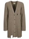 Khaite Rory Distressed Longline Cashmere Cardigan In Husk