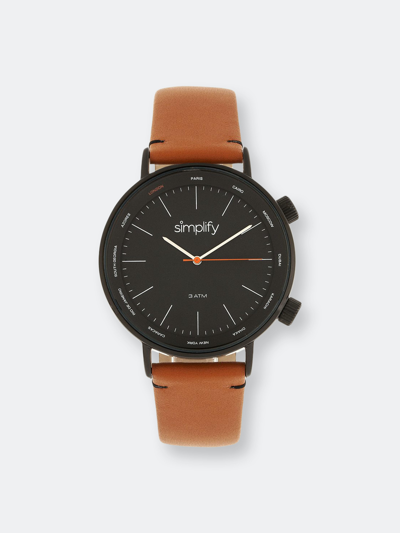 Simplify Quartz The 3300 Black Dial, Genuine Orange Leather Watch 43mm