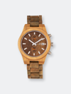 Earth Wood Castillo Wood Bracelet Watch W/date Olive 45mm In Green