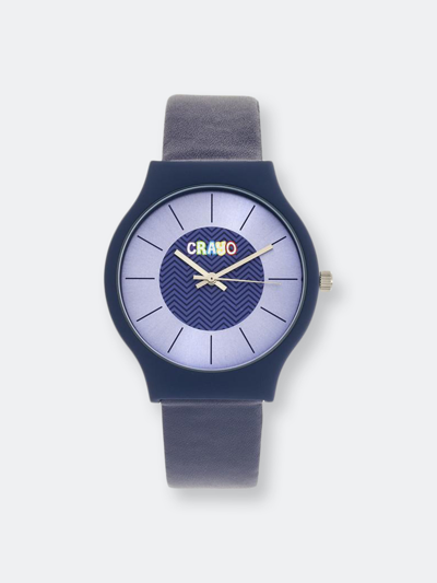 Crayo Unisex Trinity Blue Leatherette Strap Watch 36mm