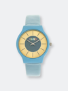 Crayo Unisex Trinity Powder Blue Leatherette Strap Watch 36mm