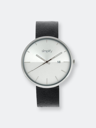 Simplify The 6400 Leather-band Watch W/date In Grey
