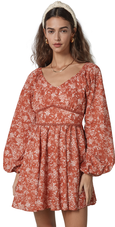 Caroline Constas Blakely Floral Mini-dress In Rust Toile