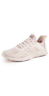 Apl Athletic Propulsion Labs Techloom Tracer Logo-debossed Stretch-knit Mid-top Trainers In Rose Dust / Creme / Speckle