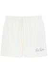 Blue Sky Inn Linen Shorts With Logo Embroidery In White
