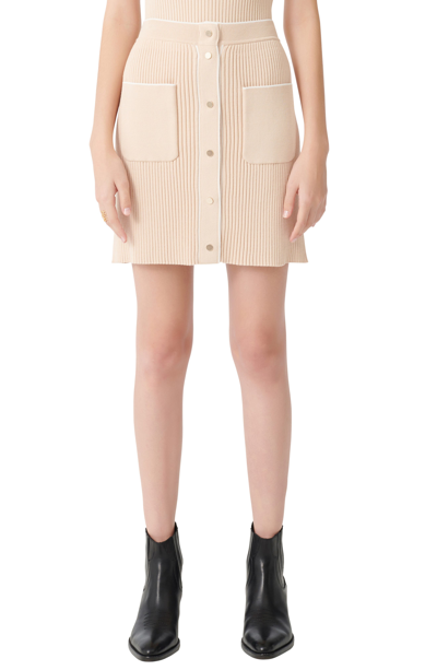 Maje Fitted Knit Skirt In Beige