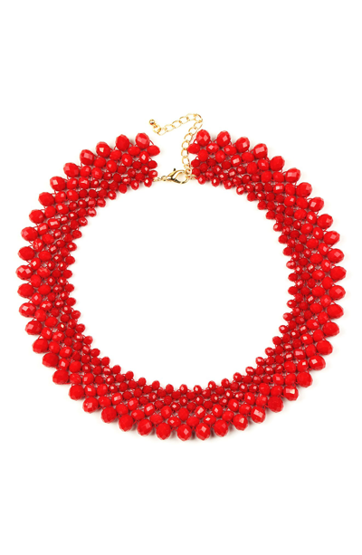 Eye Candy Los Angeles Anita Crystal Statement Collar Necklace In Red