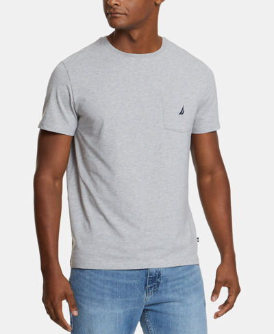 Nautica Men's Classic-fit Solid Crew Neck Pocket T-shirt In Gray