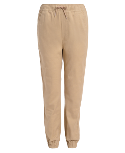 Nautica Little Boys Evan Tapered-fit Stretch Joggers With Reinforced Knees In Med Khaki