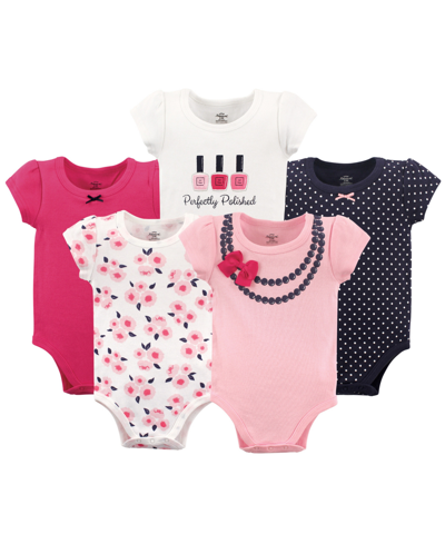 Little Treasure Bodysuits, 5-pack In Bow Necklace