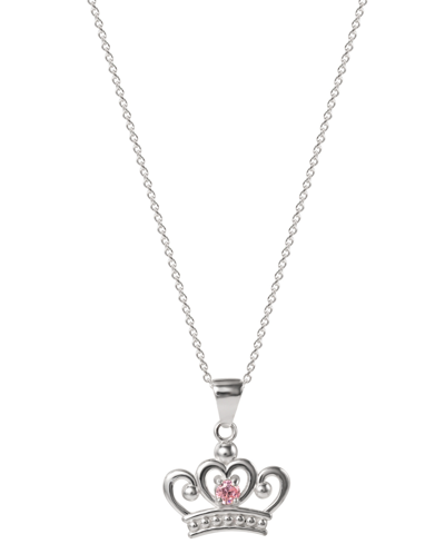 Disney Cubic Zirconia 18" Tiara Pendant Necklace In Sterling Silver