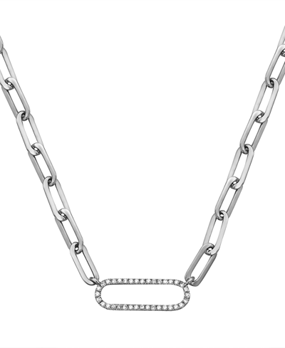 Effy Collection Effy Diamond Oval Link Paperclip 18" Chain Necklace (1/8 Ct. T.w.) In Sterling Silver