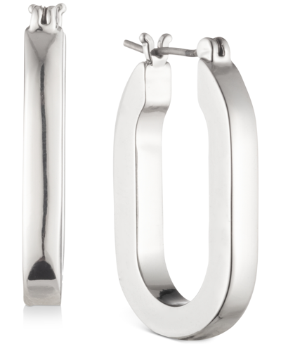 Karl Lagerfeld Silver-tone Hoop Earrings, 1" In Rhodium