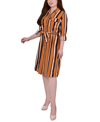 Ny Collection Petite Roll Tab Shirt Dress In Black Gridview